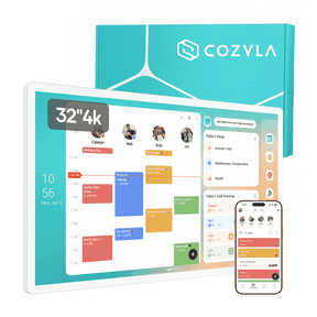 Cozyla Calendar Plus 2, 32" 4K UHD Smart Digital Calendar with Google Play, Touch Screen Wall Planner with AI Voice Agent, Chore Chart, Meal Planner and Wall Mount