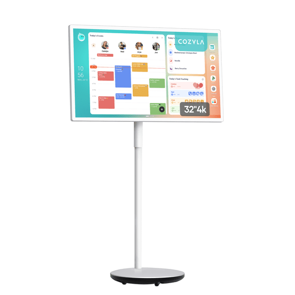 Cozyla Calendar Plus 3 Go:32" Mobile Smart Digital Calendar, 4K UHD AI Electronic Touch Screen with Rolling Stand-Chore Chart, Meal Planner, Support App Store