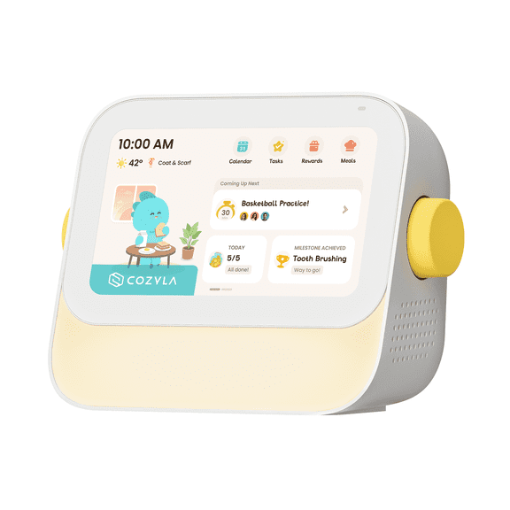 Cozyla Routie Kids Alarm Clock with Sleep Trainer, Sunrise Night Light and Routine Chart, Smart Wake Up Clock for Kid with Chores, White Noise and Voice Stories