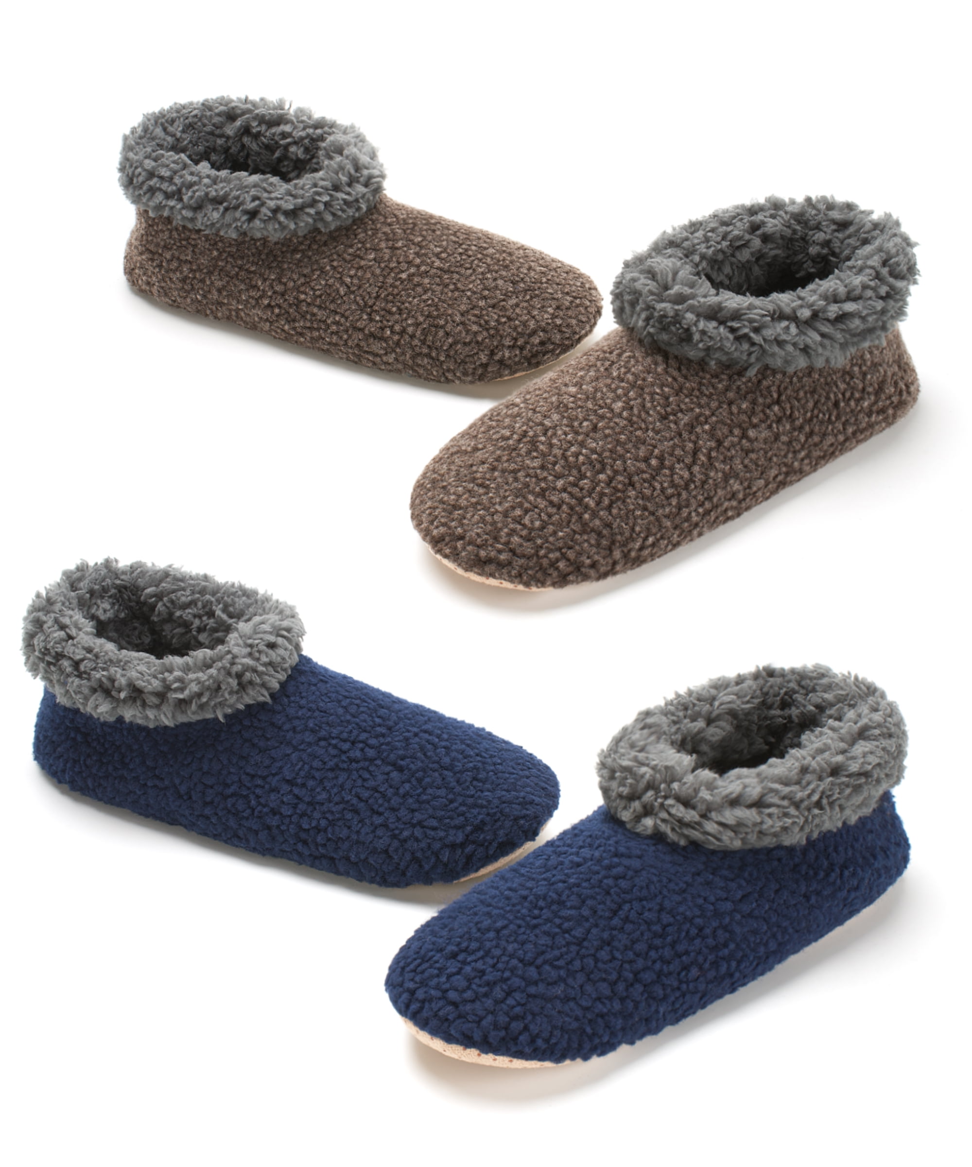 Men's Sherpa-Lined Slipper Socks with Non-Slip Gripper Soles, Warm Men's Sherpa-Lined Slipper Socks with Non-Slip Gripper Soles, Warm
