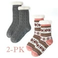 thumbnail image 1 of Cozylook 2-Pack Women's Fuzzy Slipper Socks Sherpa Lined, Non-Slip Grippers, 1 of 6
