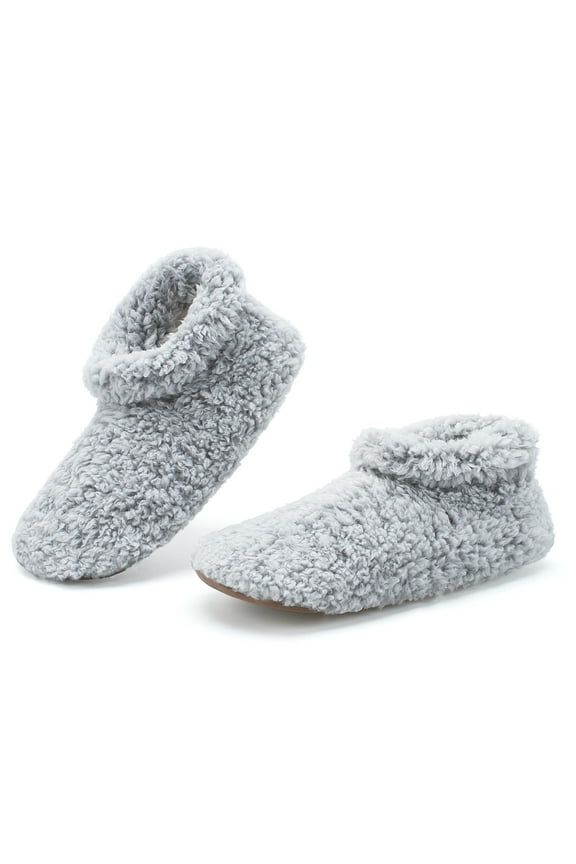 Fuzzy Slippers for Women Indoor with Non-Slip Grippers, Warm Fluffy Sherpa Lined - Soft Sole House Sock Shoes