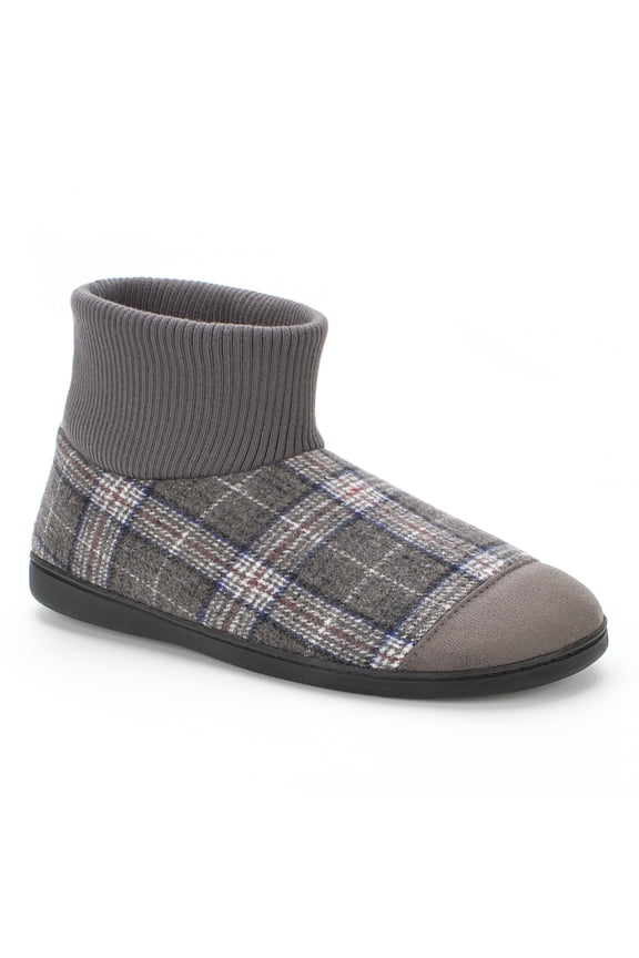 Men's Slippers with Memory Foam, Warm Fleece Slipper Boots, Indoor Outdoor Non-Slip Winter House Shoes