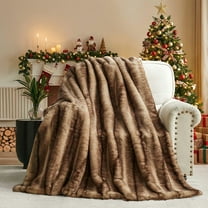 Cozylore Luxury Faux Fur Throw Blanket for Bed Super Thick Warm Fuzzy Blankets for Bedroom Living Room, 60" x 80", Brown