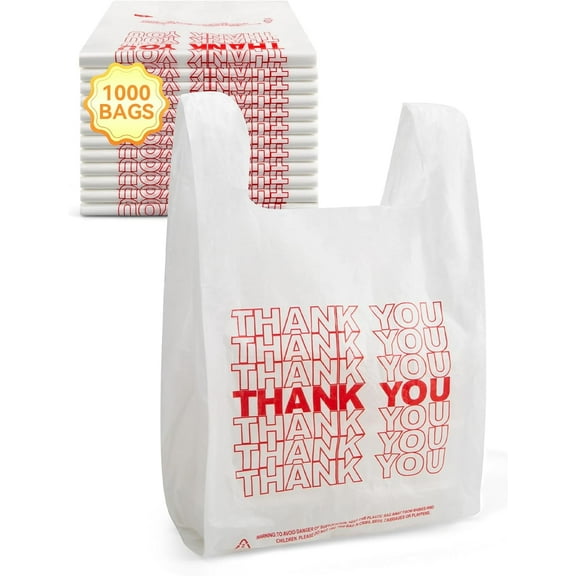 Cozymood 1000 Count Bags Plastic Bags, Grocery Bags with Handles, Ideal for Restaurants, Retail, Grocery Stores, Takeout, Convenience Stores(11.5x21")
