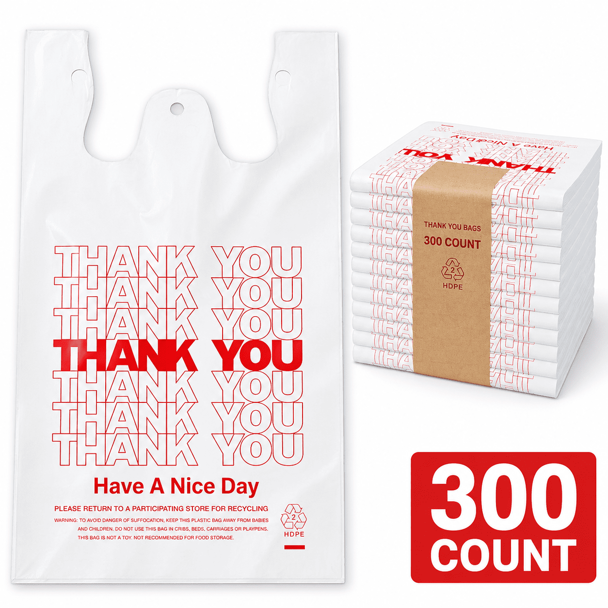 Cozymood 300 Count Bags Plastic Bags, Black Grocery Bags with
