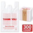 thumbnail image 1 of Cozymood 300 Count White Thank You Bags with Handles, 11.5 x 6.5 x 21 in Plastic T-Shirt Grocery Bags, 1 of 7