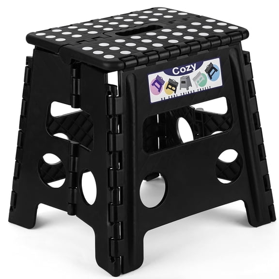 Cozymood Folding Step Stool, 13 inch Non-Slip Foldable Stools up to 300 lbs, Step Stool with Handle, Stepping Stool for Kitchen, Bathroom, Bedroom, Garden