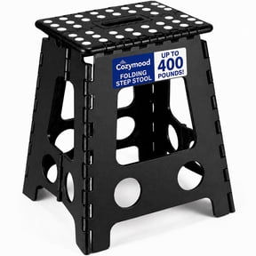Cozymood Folding Step Stool, 16 Inch Foldable Stool for Adults with Safety Lock, Portable Collapsible Plastic Step Stool, Non-Slip Folding Stool, Supports Up to 400 lbs