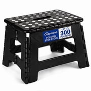 Cozymood 9" Folding Step Stool, Compact Non-Slip Plastic Stool with Handle, 300 lb Capacity, Slim Collapsible Stool for Bathroom Sink, Bedroom, RV