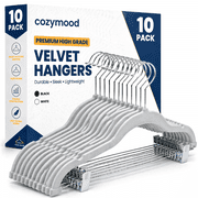Cozymood Grey Velvet Hangers 10 Pack, Premium Clothes Hangers Non-Slip Felt Hangers