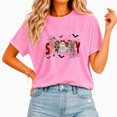 thumbnail image 1 of Cozymy BOO Ghost Pumpkin Collage Retro Casual Tee for Women Crewneck Short Sleeve Washed Halloween Shirt, 1 of 6