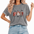 thumbnail image 1 of Cozymy BOO Ghost Pumpkin Collage Retro Casual Tee for Women Crewneck Short Sleeve Washed Halloween Shirt, 1 of 6