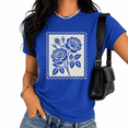 thumbnail image 1 of Cozymy Beige Vintage Rose Stamp T-Shirt for Women - Romantic Floral Line Art Graphic Tee, 1 of 6