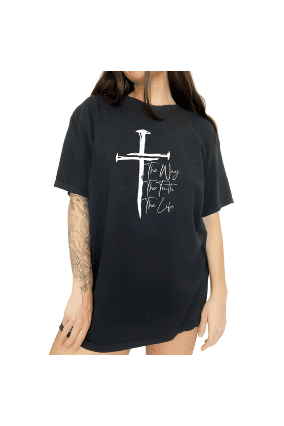 Faith Hope Love Cross Heartbeat Women's S-5XL Christian Cross Graphic Short Sleeve Tops