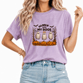 thumbnail image 1 of Cozymy Hangin' With My Boos Playful Halloween Ghost Scene Women's Graphic Tee Washed Crew Neck Short Sleeve Purple, L, 1 of 6