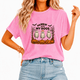 thumbnail image 1 of Cozymy Hangin' With My Boos Playful Halloween Ghost Scene Women's Graphic Tee Washed Crew Neck Short Sleeve pink, S, 1 of 6