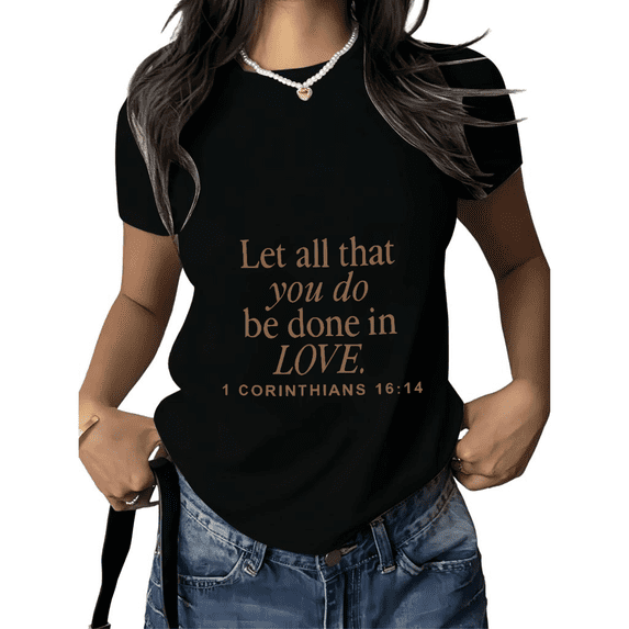 Cozymy Men's Classic 1 Corinthians 16:14 Faith Love Graphic Short Sleeve T-Shirt Casual Cotton Crewneck Tee