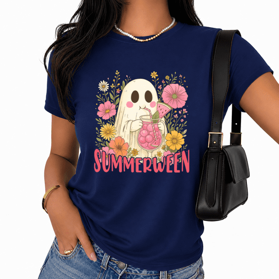 Cozymy SUMMERWEEN Ghost Graphic Tee Short Sleeve Crewneck Halloween Top