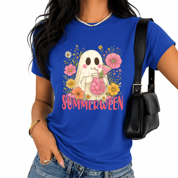 Cozymy SUMMERWEEN Ghost Graphic Tee Short Sleeve Crewneck Halloween Top