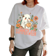thumbnail image 1 of Cozymy SUMMERWEEN flower Ghost quirky Hand Drawn Graphic Tee for Women Crew Neck Short Sleeve Halloween Shirt, 1 of 5
