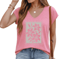 thumbnail image 1 of Cozymy Soft Grey Floral Sleeveless Tee for Women, Elegant White Line Art Lily Graphic Shirt, 1 of 6