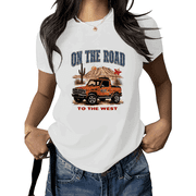 Cozymy Unisex Road Trip Graphic Short Sleeve T-Shirt Casual Cotton Crewneck Desert Adventure Graphic Tees Shirts