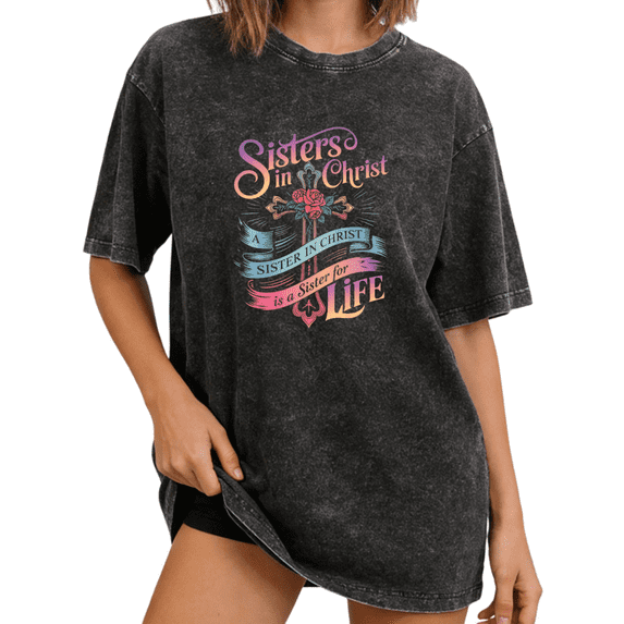 Cozymy Women Christian Cross Graphic Vintage Washed T-Shirt Short Sleeve Crewneck Relaxed Fit Tee Faith Religious Tops