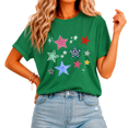 thumbnail image 1 of Cozymy Women T-shirt Colorful Star Pattern Graphic Tee Pop Art Style Top for Casual Daily Summer Outfit, 1 of 5