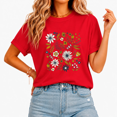 thumbnail image 1 of Cozymy Women Tee Cute Botanical Sketch Graphic T-shirt Minimalist Flower Top for Weekend Casual Outings, 1 of 5