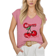 thumbnail image 1 of Cozymy Women V-Neck Sleeveless T-Shirt Cherry Graphic Y2K Style Minimalist Casual Summer Vacation Plus Size Tee S-5XL, 1 of 6
