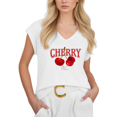thumbnail image 1 of Cozymy Women V-Neck Sleeveless T-Shirt Funny Cherry Slogan Shirt Cute Casual Summer Vacation Plus Size Sleeveless Tee S-5XL, 1 of 6