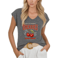 thumbnail image 1 of Cozymy Women V-Neck Sleeveless T-Shirt King of Cherries Graphic Vintage Style Minimalist Casual Summer Vacation Plus Size Tee S-5XL, 1 of 6