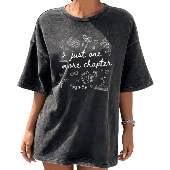 Cozymy Women Vintage Book Lover Graphic Vintage Washed Short Sleeve Crew Neck Tops