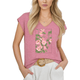 thumbnail image 1 of Cozymy Women Watercolor Wild Rose Floral V Neck Sleeveless T Shirt Casual Summer Tank Top, 1 of 6
