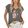 thumbnail image 1 of Cozymy Women Wild Rose Floral Watercolor V Neck Sleeveless T Shirt Casual Summer Tank Top, 1 of 6