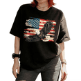 thumbnail image 1 of Cozymy Women's 4th Of July Patriotic Distressed USA Flag Bald Eagle Graphic Short Sleeve T-Shirt Trendy Casual, 1 of 5