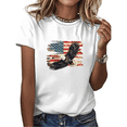 thumbnail image 1 of Cozymy Women's 4th of July Distressed American Flag Bald Eagle Graphic Short Sleeve Crewneck Casual Loose T-Shirt S-5XL, 1 of 5