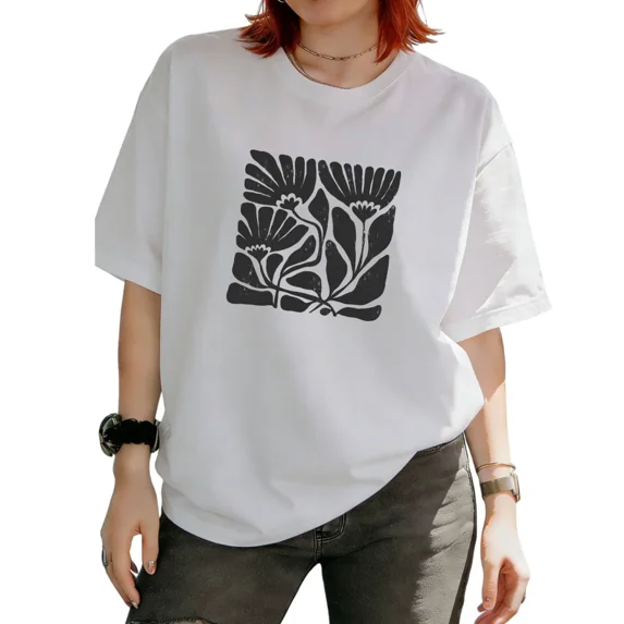 Cozymy Women's Abstract Distressed Square Floral Block Art Botanical ...