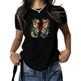 thumbnail image 1 of Cozymy Women's Black Floral Butterfly T-Shirt Vintage Monarch Graphic Short Sleeve Crewneck Top S-5XL, 1 of 5