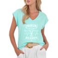 thumbnail image 1 of Cozymy Women's Blue Funny Western Bull Skull Problem Reason V-Neck Sleeveless Casual T-Shirt, 1 of 6