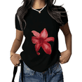 thumbnail image 1 of Cozymy Women's Bold Red Lily Bloom Graphic Short Sleeve Crewneck T-Shirt Casual Cotton Tee, 1 of 5