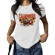 Cozymy Womens California Adventure Tee Vintage Camper Van Retro Graphic Short Sleeve Summer Top S-5XL