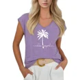 thumbnail image 1 of Cozymy Women's Casual Live Simple Palm Tree Statement V-Neck Sleeveless T-Shirt Tank Top, 1 of 6