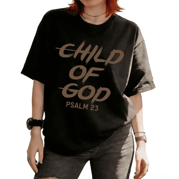 Cozymy Women's Christian Child of God Retro Brush Typography Graphic Short Sleeve T-Shirt Casual Everyday Tees Tops