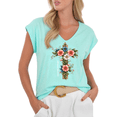 thumbnail image 1 of Cozymy Women's Christian Floral Cross Graphic V-Neck Sleeveless T-Shirt Casual Faith Tank, 1 of 6
