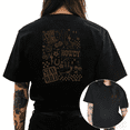thumbnail image 1 of Cozymy Women's Cowgirl Howdy Stay Wild Western Checkerboard Butterfly Collage Casual Short Sleeve Vintage T-Shirt Tops, 1 of 5