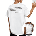thumbnail image 1 of Cozymy Women's Dear Person Behind Me Inspirational Minimalist Text Graphic Short Sleeve Crew Neck T-Shirt, 1 of 5