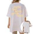 thumbnail image 1 of Cozymy Women's Faith Can Move Mountains Gold Letter Mountain Art Graphic Short Sleeve T-Shirt Crewneck Oversized Loose Fit Soft Christian Religious Inspirational Minimal Casual Daily Tee Top, 1 of 5