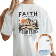 thumbnail image 1 of Cozymy Women's Faith Can Move Mountains Matthew 17:20 Christian Front Back Print Graphic Short Sleeve Tees Tops, 1 of 5